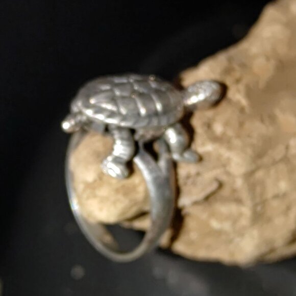 Turtle Tortoise Design Ring Moving Parts Articulated Sterling Silver 925 Nature - Picture 7 of 14